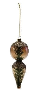 Glass Ornament with Mica Flakes & Bottle Brush Tree Inside, 3 Styles