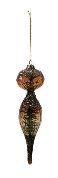Glass Ornament with Mica Flakes & Bottle Brush Tree Inside, 3 Styles