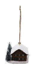 Resin House Ornament with Snow & Tree, 3 Styles