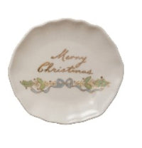 Stoneware Scalloped Plate with Gold Electroplating, 4 Styles ©