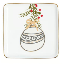 Square Ceramic Plates w/Ornament Pattern
