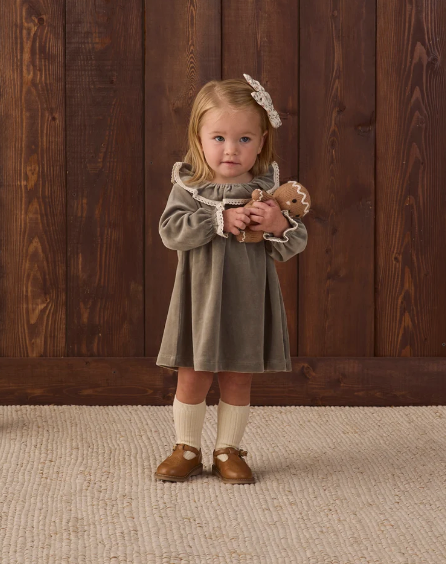 Velour Baby Dress || Spruce