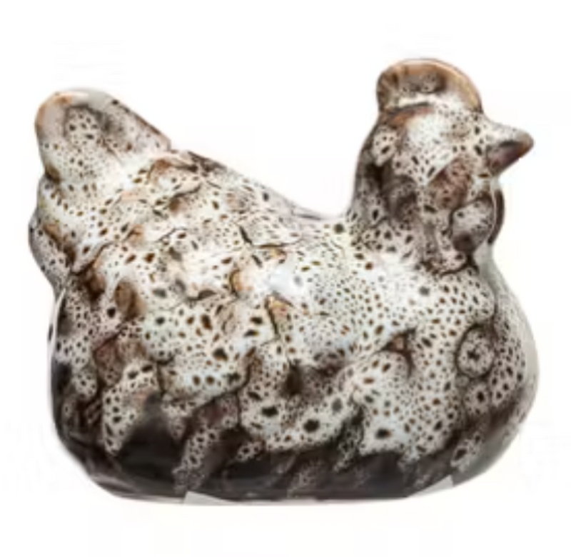 Stoneware Hen Shaped Salt & Pepper Shakers, Set of 2