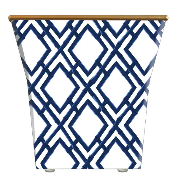 Happiness Cachepot Container - Indigo Blue & White