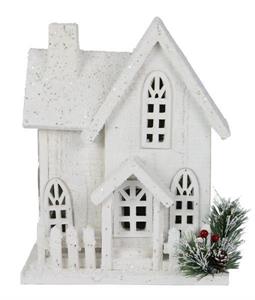 Light Up White Wood House