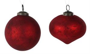 Matte Red Rustic Glass Ornament- 4"