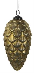 Antique Gold Glass Pinecone Ornament - 6.5"