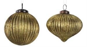 Antique Gold Glass Ball/Finial Ornament - 4"