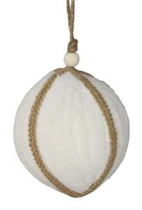 Cream Ball Ornament with Jute Wrap - 6"