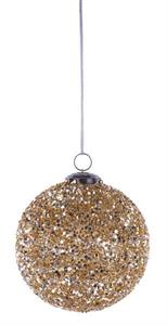 Gold Diamond Glass/Sequin Ball Ornament