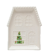 Embossed Stoneware House Plate, 3 Styles