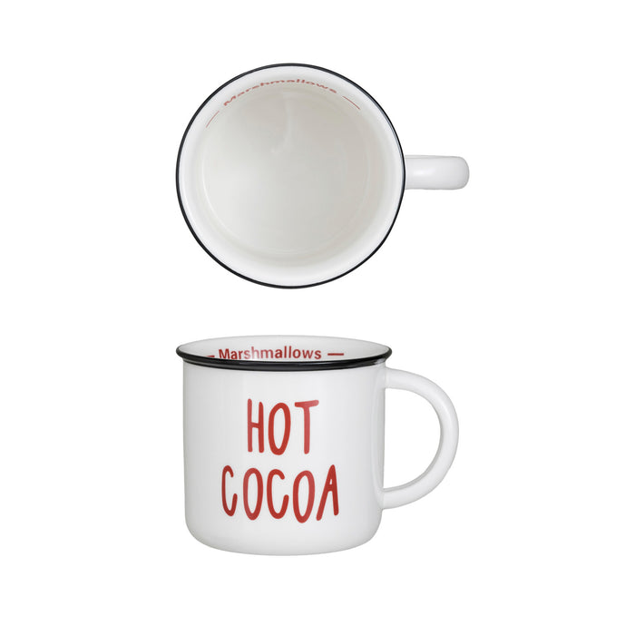 Stoneware Mug with Black Rim "Hot Cocoa"