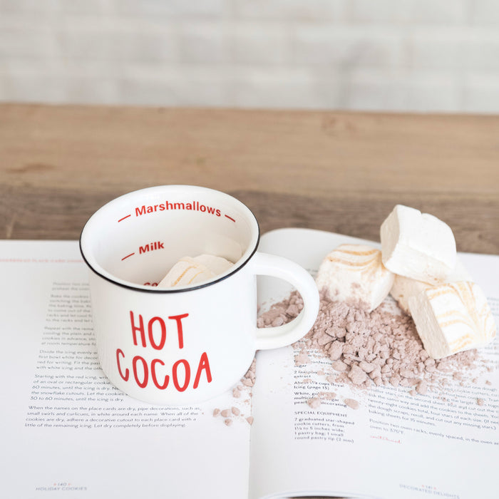 Stoneware Mug with Black Rim "Hot Cocoa"