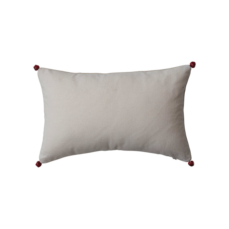 "Joy" & Jingle Bells Woven Cotton Lumbar Pillow - 16" x 10"