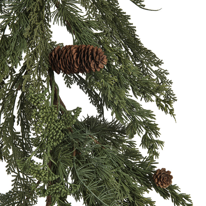 Faux Spruce & Pine Garland with Natural Pinecones - 72"