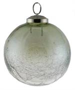 Crackle Glass Ball Ornament - Green Luster