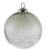 Crackle Glass Ball Ornament - Green Luster