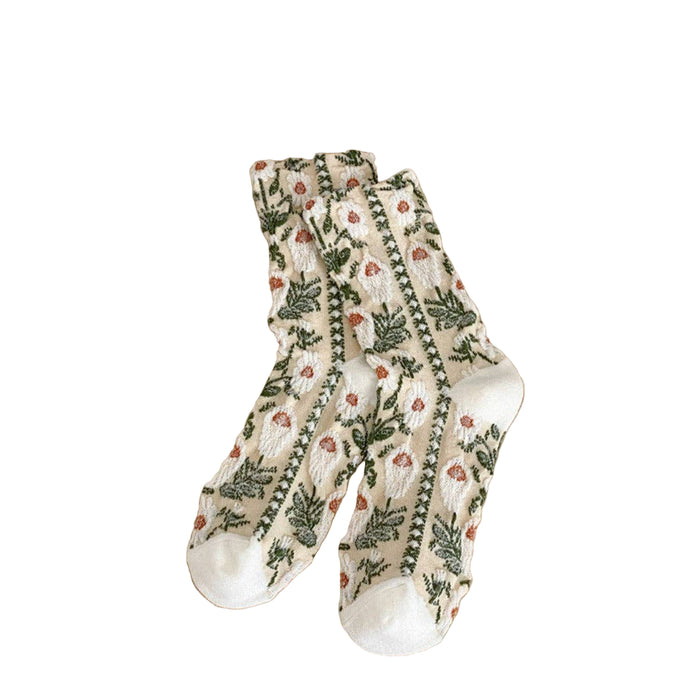 Vintage Embossed Floral Socks