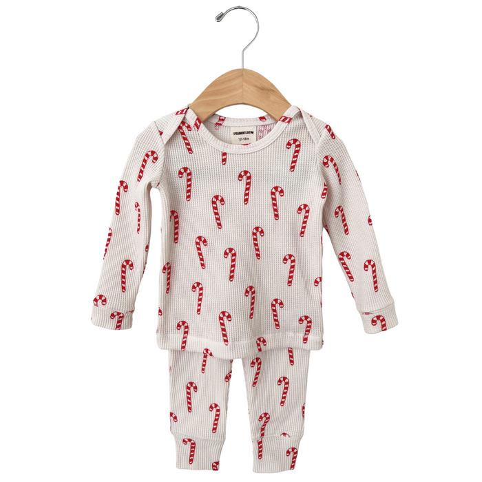 Organic Waffle 2-Piece Set, Candy Cane