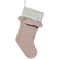 Ticking Stripe Christmas Stocking with Ticking Ruffle
