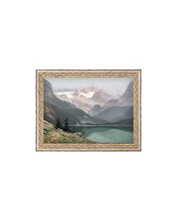 Mountain Lake View Framed Antique Art