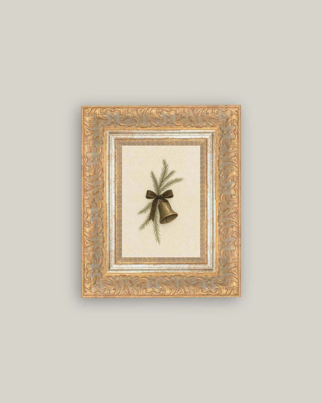 Bell with Pine Framed Antique Art