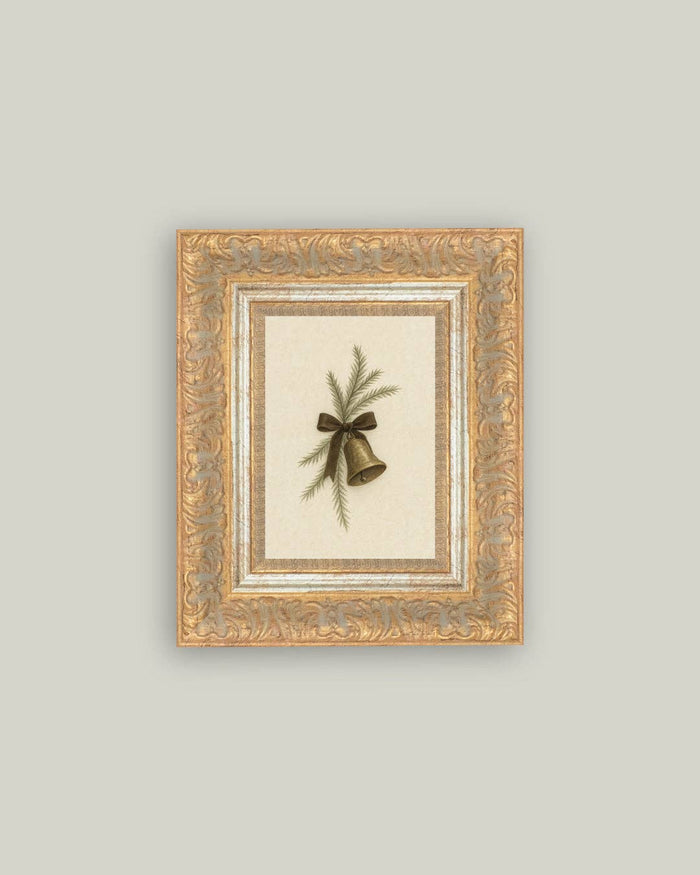 Bell with Pine Framed Antique Art