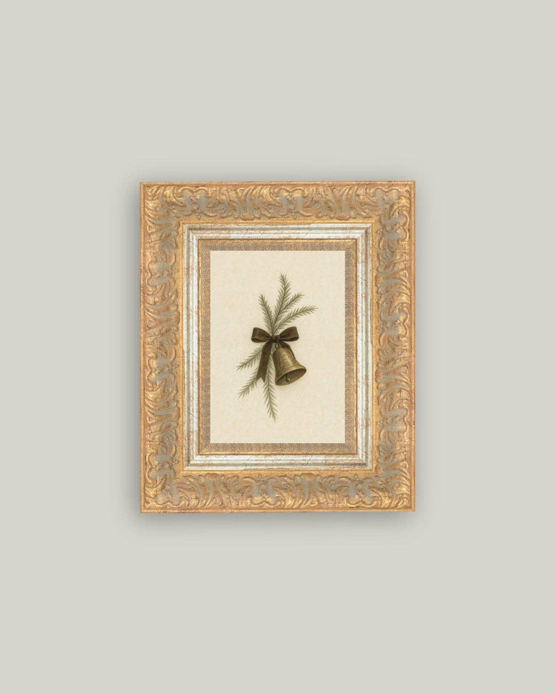 Bell with Pine Framed Antique Art