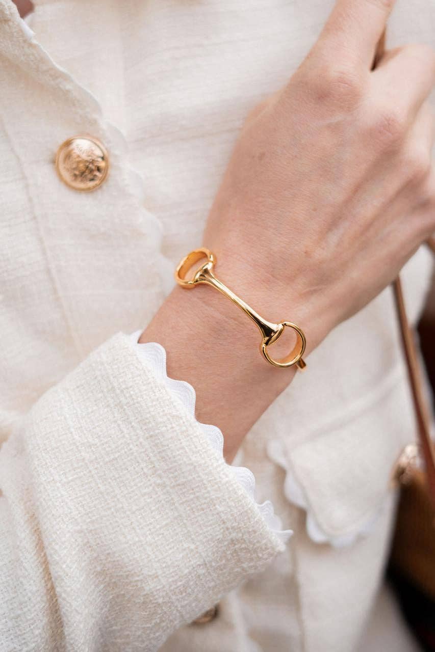 Gold Horse Bit Cuff - 18k Plated