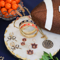 Auburn Tigers Enamel Drop Hoop  Earrings in Navy/Orange