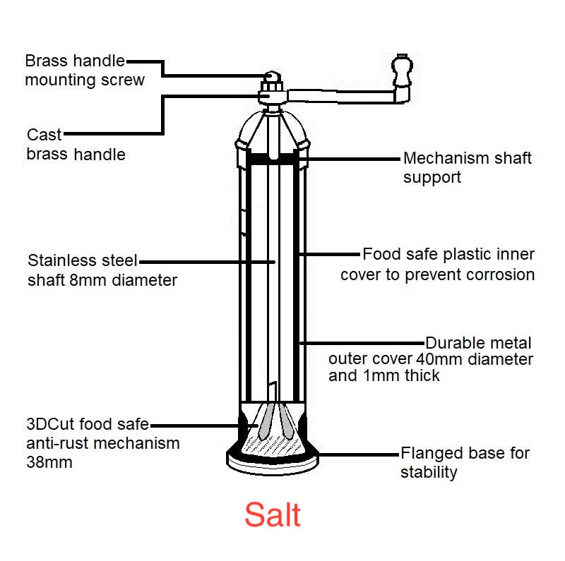 Brass Mill - 9" salt grinder
