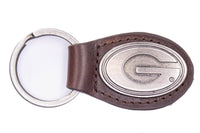 Georgia Bulldogs Oval Leather Key Fob.