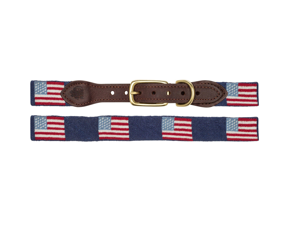 American Flag Needlepoint Dog Collar
