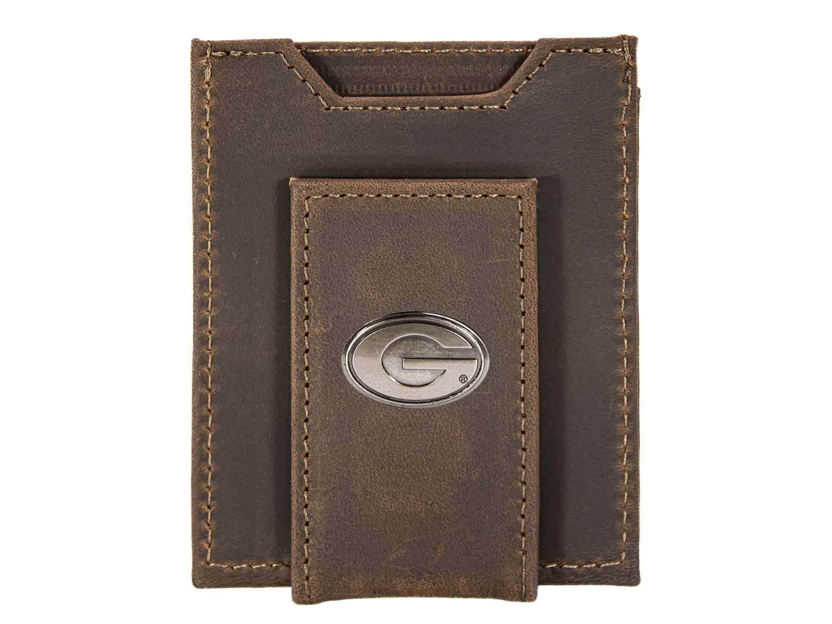 Georgia Bulldogs Men's  Magnetic Front Pocket Leather Wallet