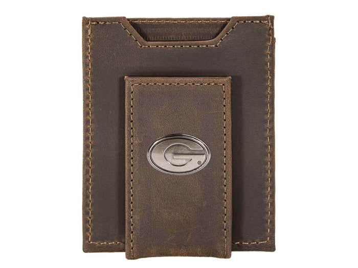 Georgia Bulldogs Men's  Magnetic Front Pocket Leather Wallet