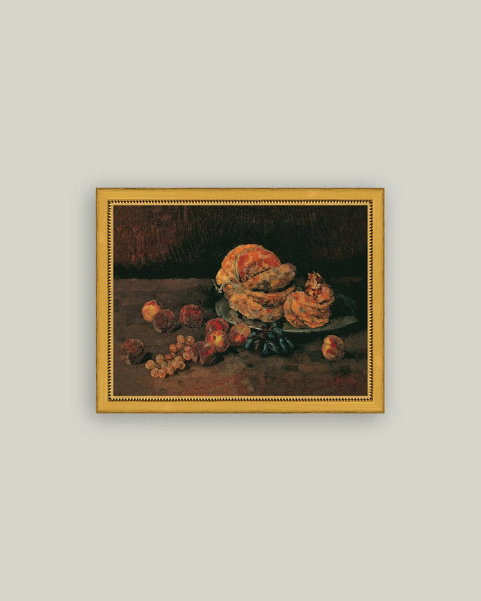 Still Life of Pumpkin, Grapes, and Peaches 6x4