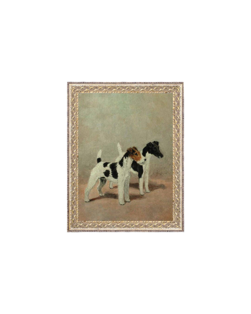 Two Fox Terriers Framed Antique Art