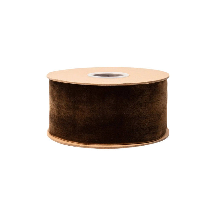 2 1/2" Unwired Velvet Ribbon | Brown | 10 Yds