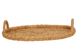 Oval Hand-Woven Tray with Handle