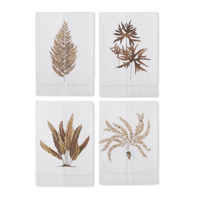 Assorted Brown Fern Hand Painted Cotton Guest Towel