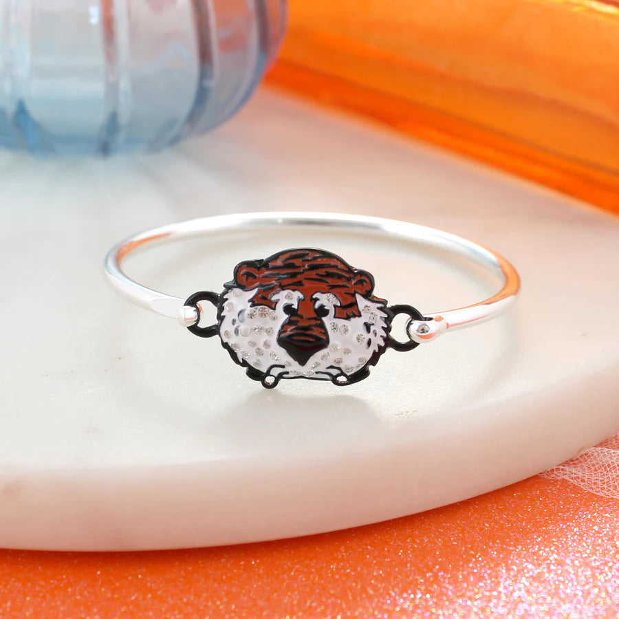 Auburn Mascot Silver Cuff Bracelet