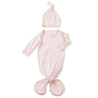 Bamboo Knotted Baby Gown & Beanie - Blush & Blue