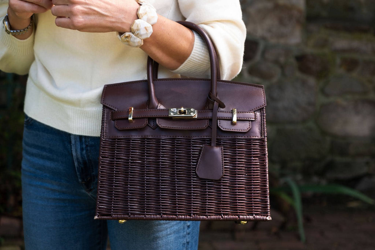 Margo Wicker Handbag- Chocolate