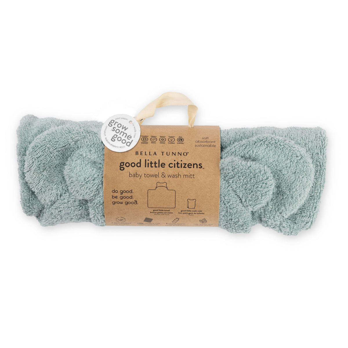 Hooded Towel + Wash Mitt Set Fog