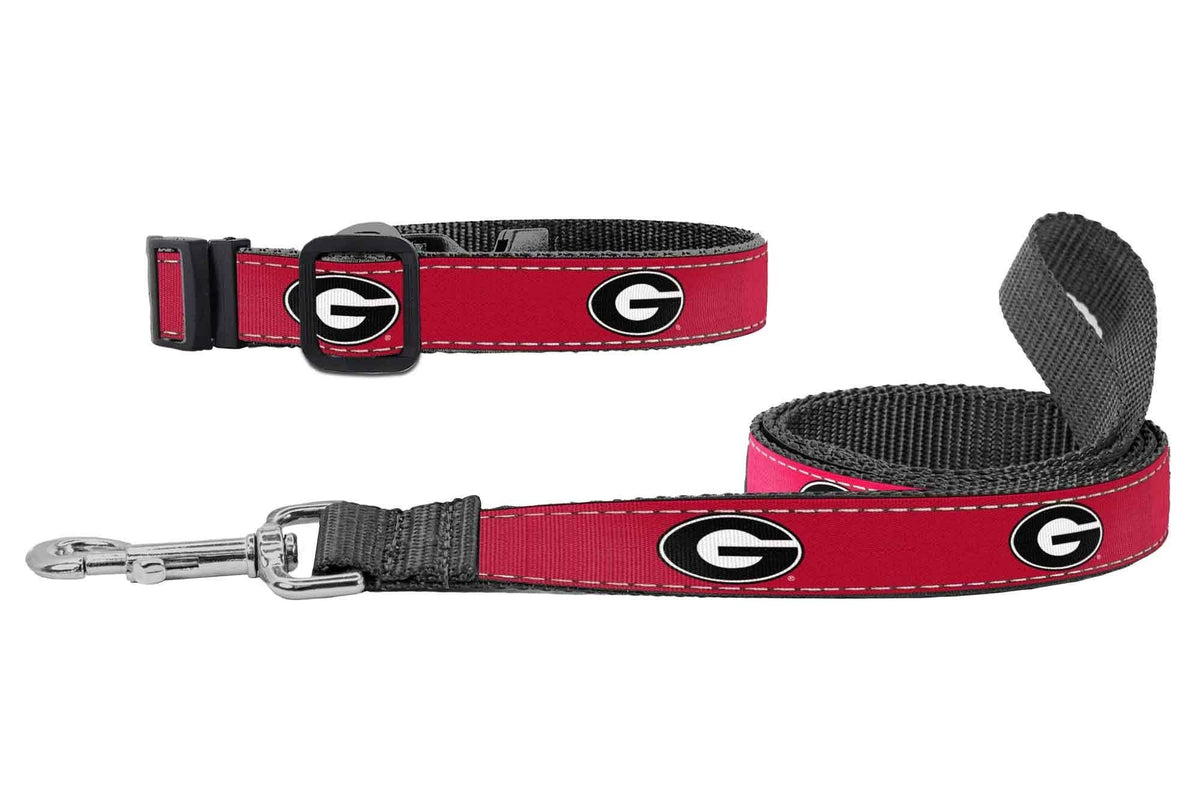 Georgia Bulldogs Adjustable Ribbon Dog Collar Lead.