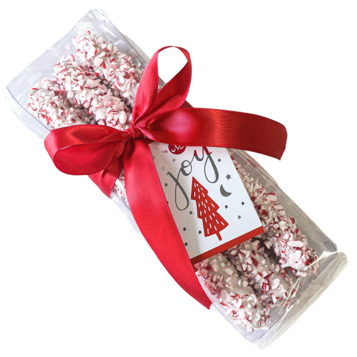 White Chocolate Covered Pretzel Rods with Peppermint