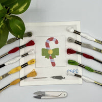 Needlepoint Kit - Candy Cane with Green Bow Design