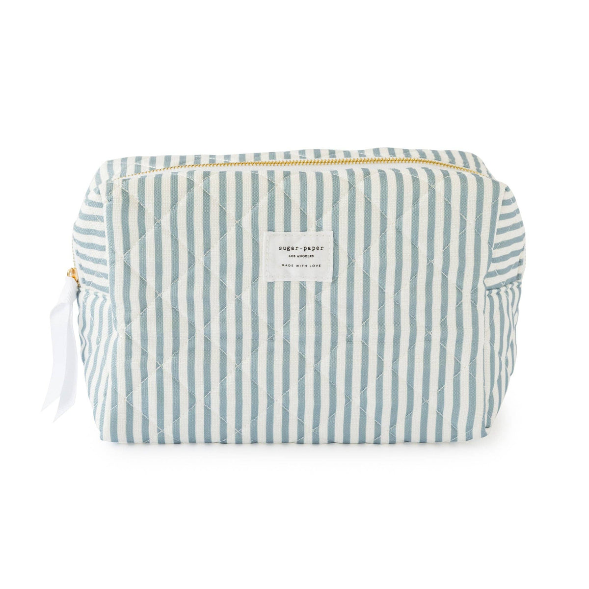 Large Cosmetic Pouch, Blue Stripe