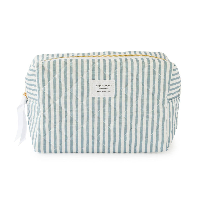 Large Cosmetic Pouch, Blue Stripe