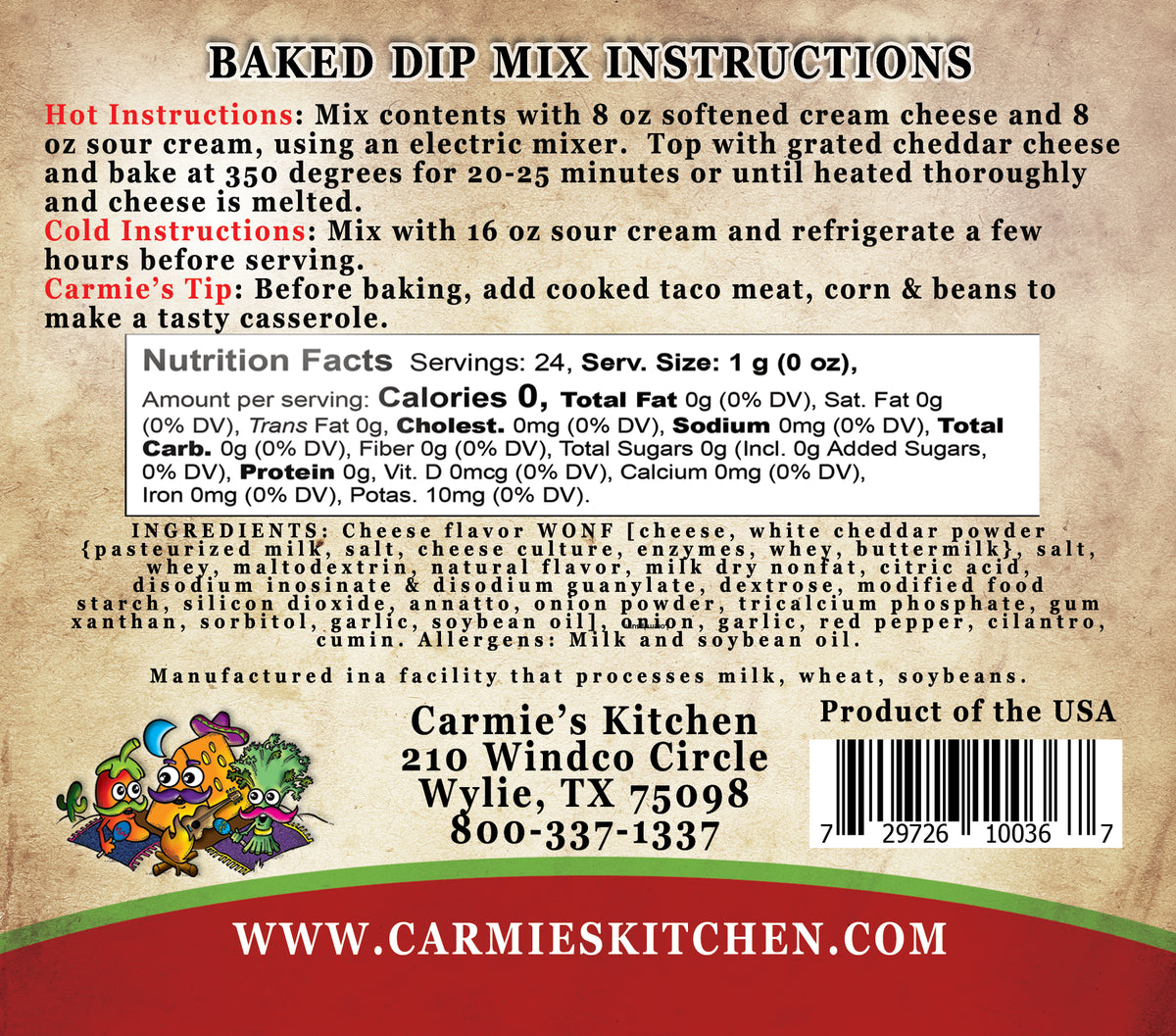 Carmie's Kitchen Dip Mixes